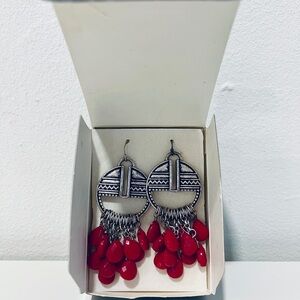 Vintage Y2K Avon Western Boho Red Bead Dangle Earings